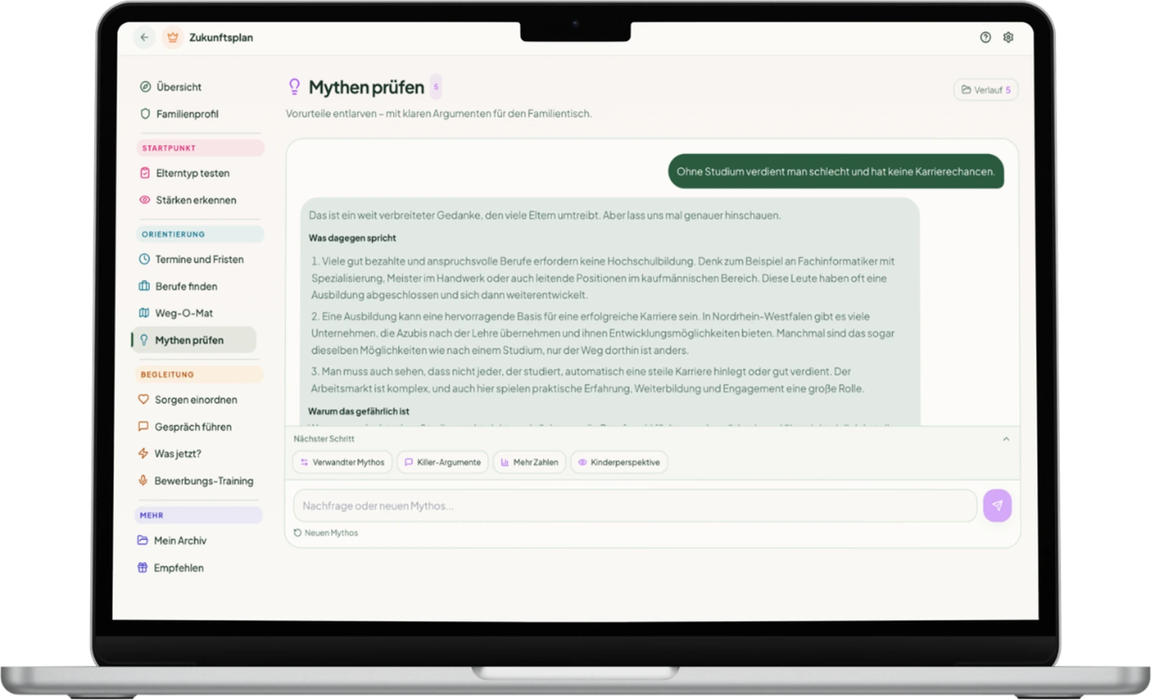 Tool Mythen prüfen mit Argumenten gegen verbreitete Vorurteile zur Ausbildung