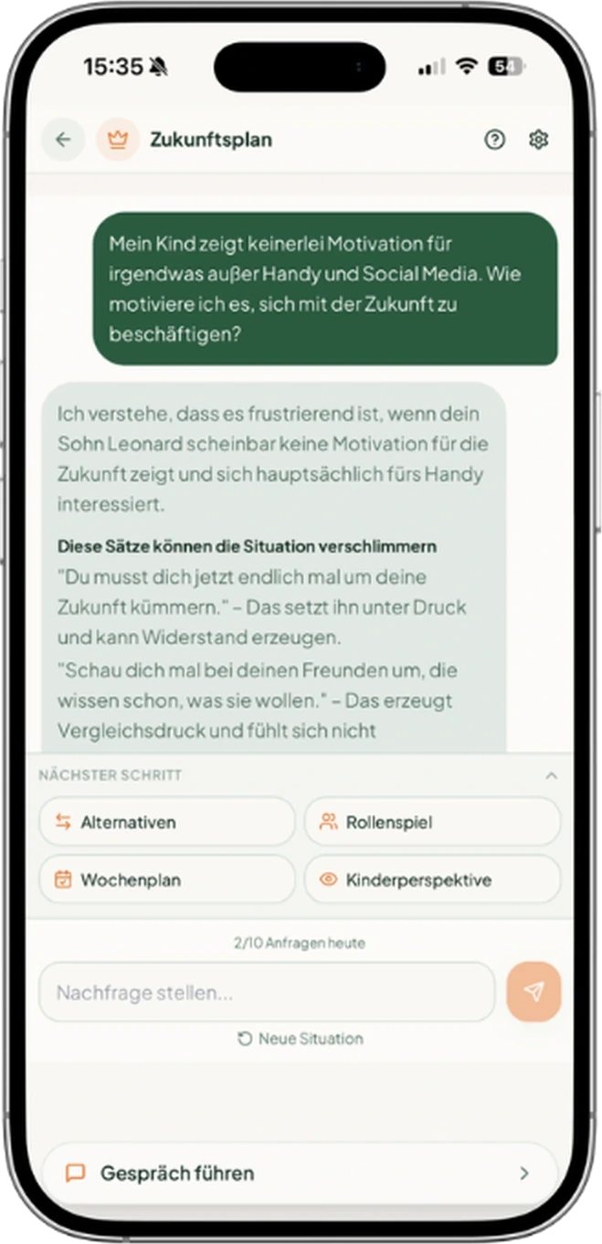 Zukunftsplan am Handy: Antwort auf die Frage, wie man ein unmotiviertes Kind erreicht